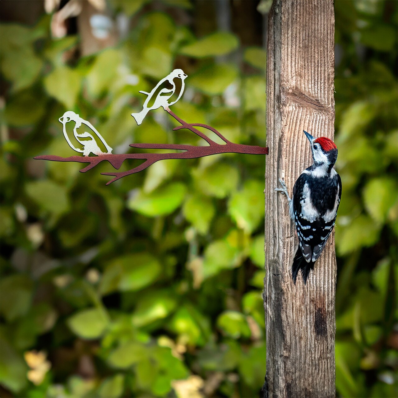 Obiect decorativ de grădină, Bird on the branch 28, 20x45 cm, Multicolor - imagine 7